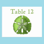 Green Sand Dollar Reception Table Numbers postcards