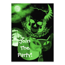 Green Scary Halloween Party Invitations