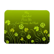 Green shamrocks and clovers rectangular magnet