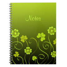 Green shamrocks and clovers spiral notebooks