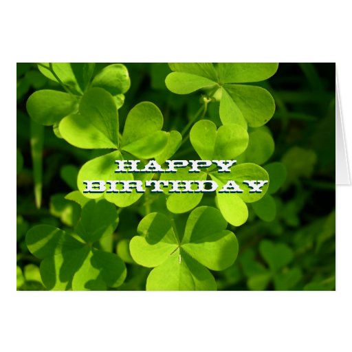 Green Shamrocks Happy Birthday Custom Card