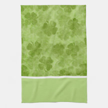 Green Shamrocks Irish Kitchen Towels