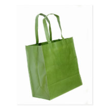 Green shopping bag post card