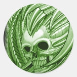 green skull RITON TATTOO Round Sticker