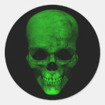 Green Skull with Black Background Sticker