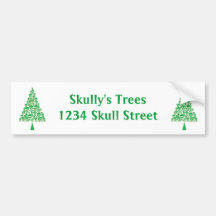 Green Skull Xmas Tree Bumper Stickers