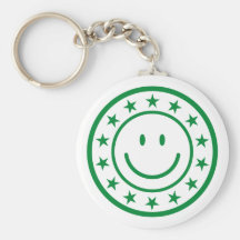 Green smiley approved stamp key chains
