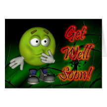 Green Smiley Get Well Soon Cards