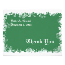 Green Snowflakes Thank You Card Personalised Invitation