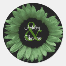 Green Sunflower Wedding Sticker