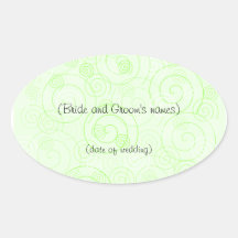 Green Swirls Wedding Sticker