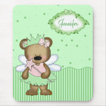 Green Teddy Bear Fairy Princess Mouse Pad