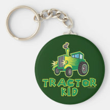 Green Tractor Kid Key Chain