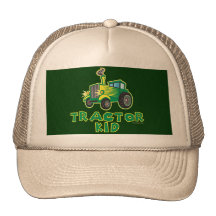 Green Tractor Kid Trucker Hats