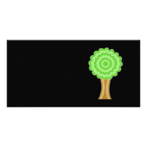 Green Tree. On black background. Customized Photo Card