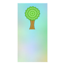 Green Tree. On multicolored background. Customized Photo Card