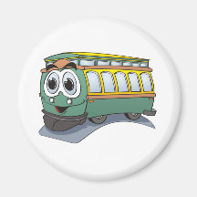 Green Trolley Cartoon Fridge Magnets