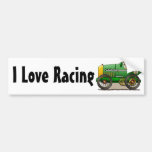 Green Vintage Race Car I Love Ra... Bumper Sticker