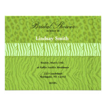 Green Wild Animal Print Bridal Shower Invitation