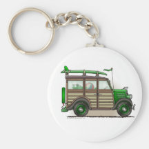Green Woody Wagon Key Chains