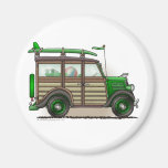 Green Woody Wagon Magnets