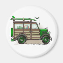 Green Woody Wagon Magnets