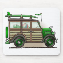 Green Woody Wagon Mouse Pad