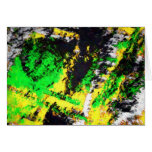 Green Yellow Abstract Design Greeting Cards