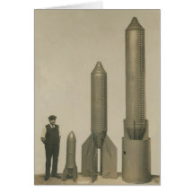 Greetings card with man and bombs