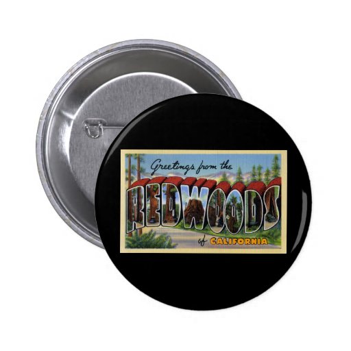 Greetings from the Redwoods of California Pinback Buttons