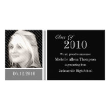 Grey and Black Graduation Announcement Photo Cards