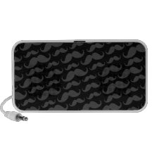 Grey and black trendy funny moustache pattern mp3 speakers