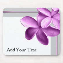 Grey and Eggplant Plumeria Mousemat