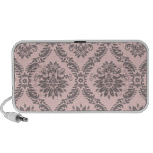 grey and pink damask pattern laptop speaker