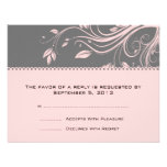 Grey and Pink Floral Swirls Wedding RSVP Personalised Announcement