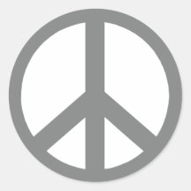 Grey and White Peace Symbol Round Sticker