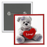 Grey Bear With Heart Buttons