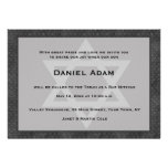 Grey, Black Border, Star, Bar Mitzvah Invitation