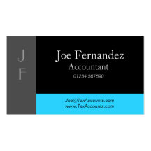 Grey Black & Light Blue Professional Business Card