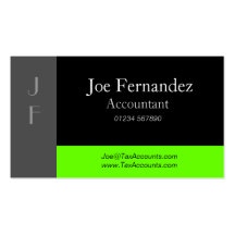 Grey Black & Lime Green Professional Business Card