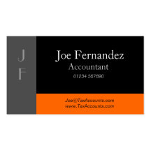 Grey Black & Orange Professional Business Card