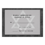 Grey, Black Pattern Border, Star, Bar Mitzvah RSVP Personalised Invites