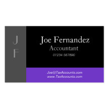 Grey, Black & Purple Professional Business Card