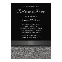 Grey Black Retirement Party Personalised Invite