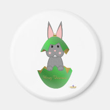Grey Bunny Green Christmas Ornament Merry Christma Refrigerator Magnets
