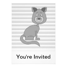 Grey Cat. Personalized Invitations