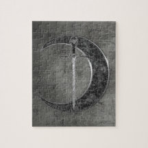Grey Celtic Moon And Sword Jigsaw Puzzles