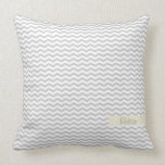 Grey Chevron with beige personalised label Pillow