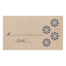 Grey Daring Floral Blooms Wedding Place Card Business Card