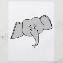 Grey Elephant Face. Cartoon. Flyers